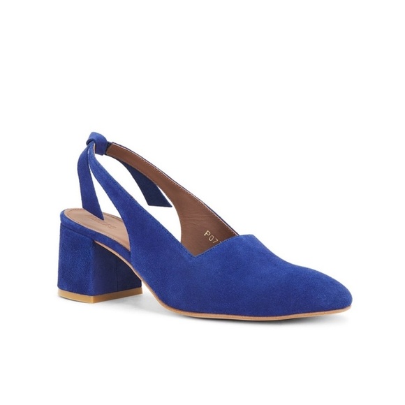 ALOHAS Blue Suede Slingback Heels - Picture 1 of 11